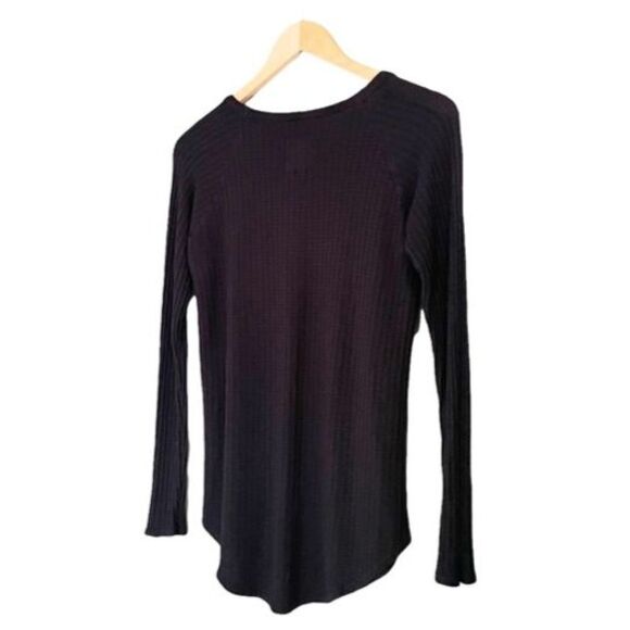 Chaser Thermal Tee Black Waffle Knit Long Sleeve Layering Top Women’s Size Small - Picture 4 of 9